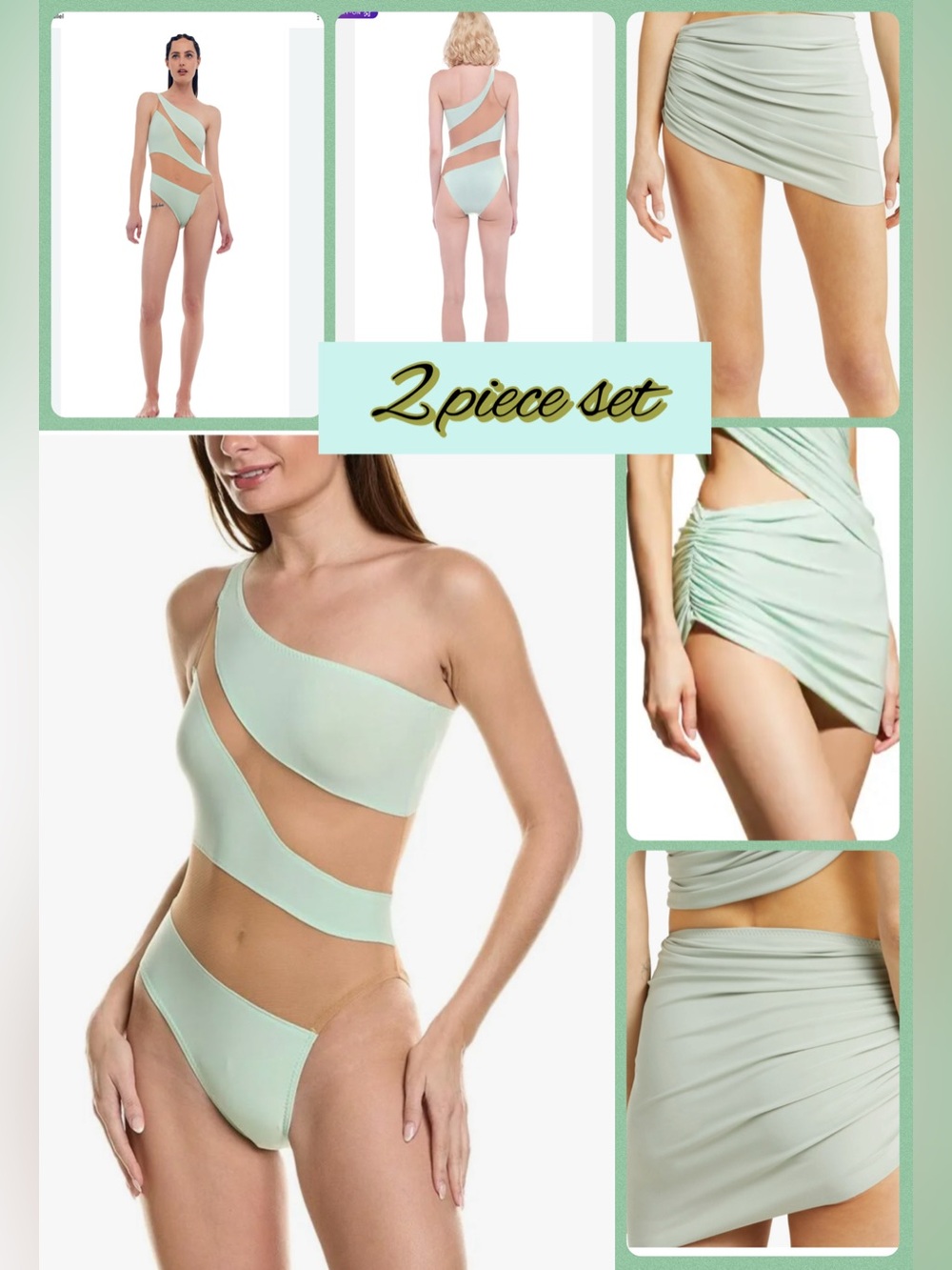 NORMA KAMALI Snake Mesh Mio in Seafoam. Also, a skirt cover-up. XXS